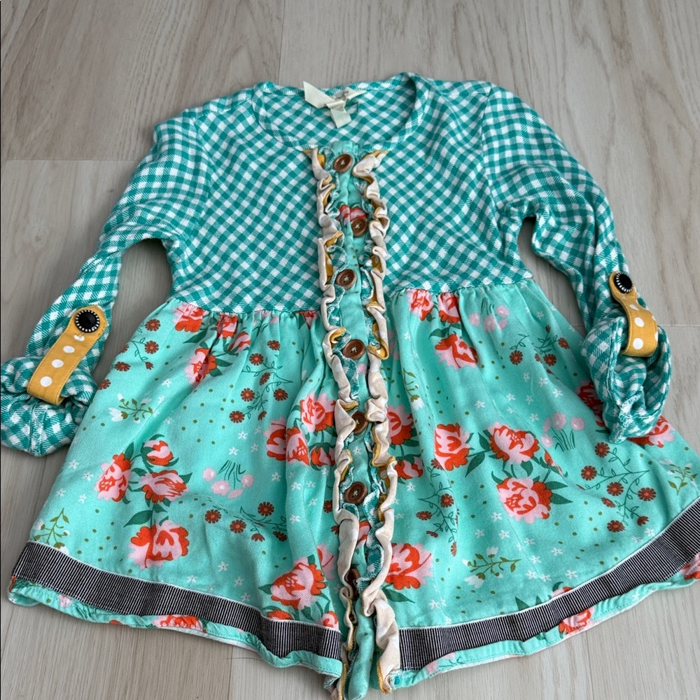 Matilda Jane Green Floral Button Down Shirt